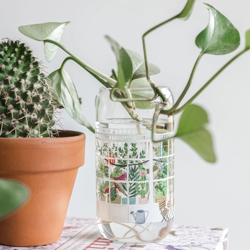 Greenhouse Glass with Lid & Straw