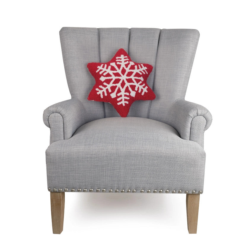 Red Snowflake Hooked Pillow