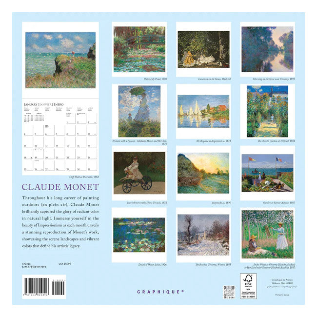 2026 Monet Wall Calendar