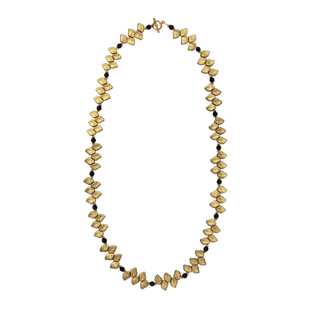 Gold Leaf Necklace with Semi-Precious Stones