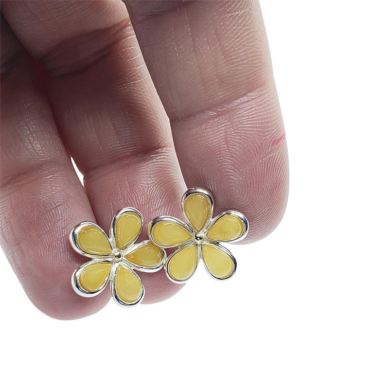 Butterscotch Amber Flower Earrings