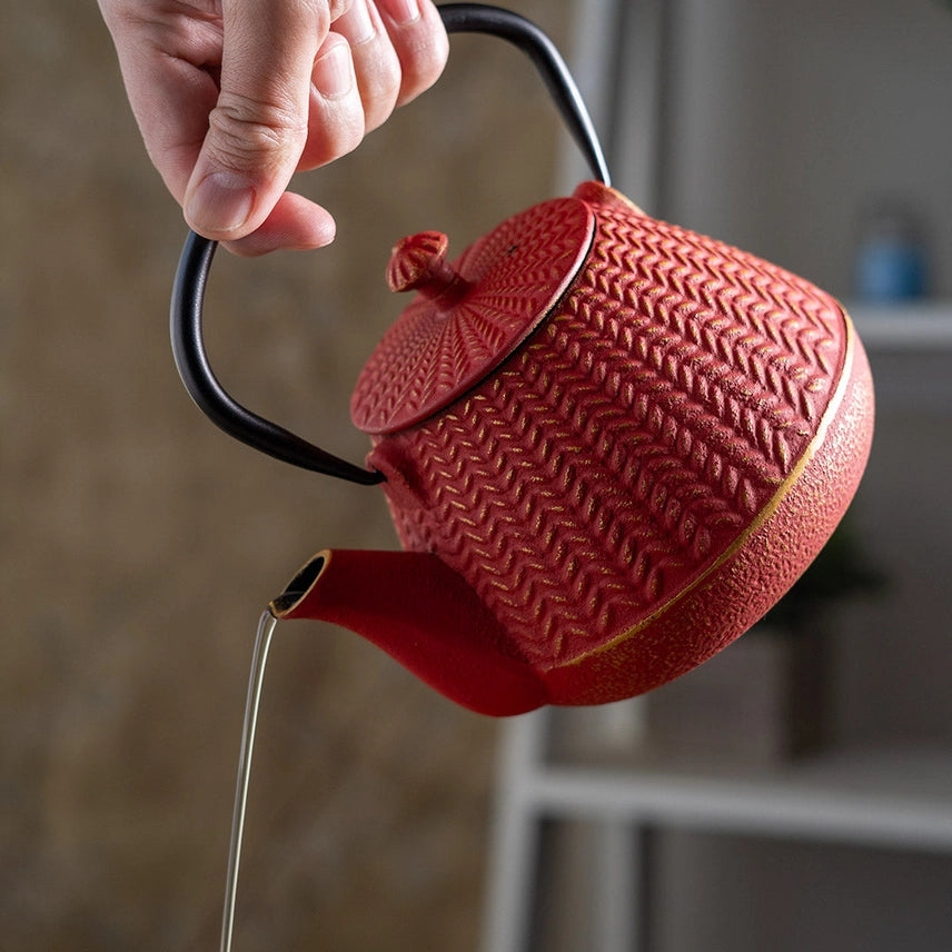 Red Chevron Teapot
