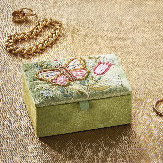 Butterfly Embroidered Jewelry Box