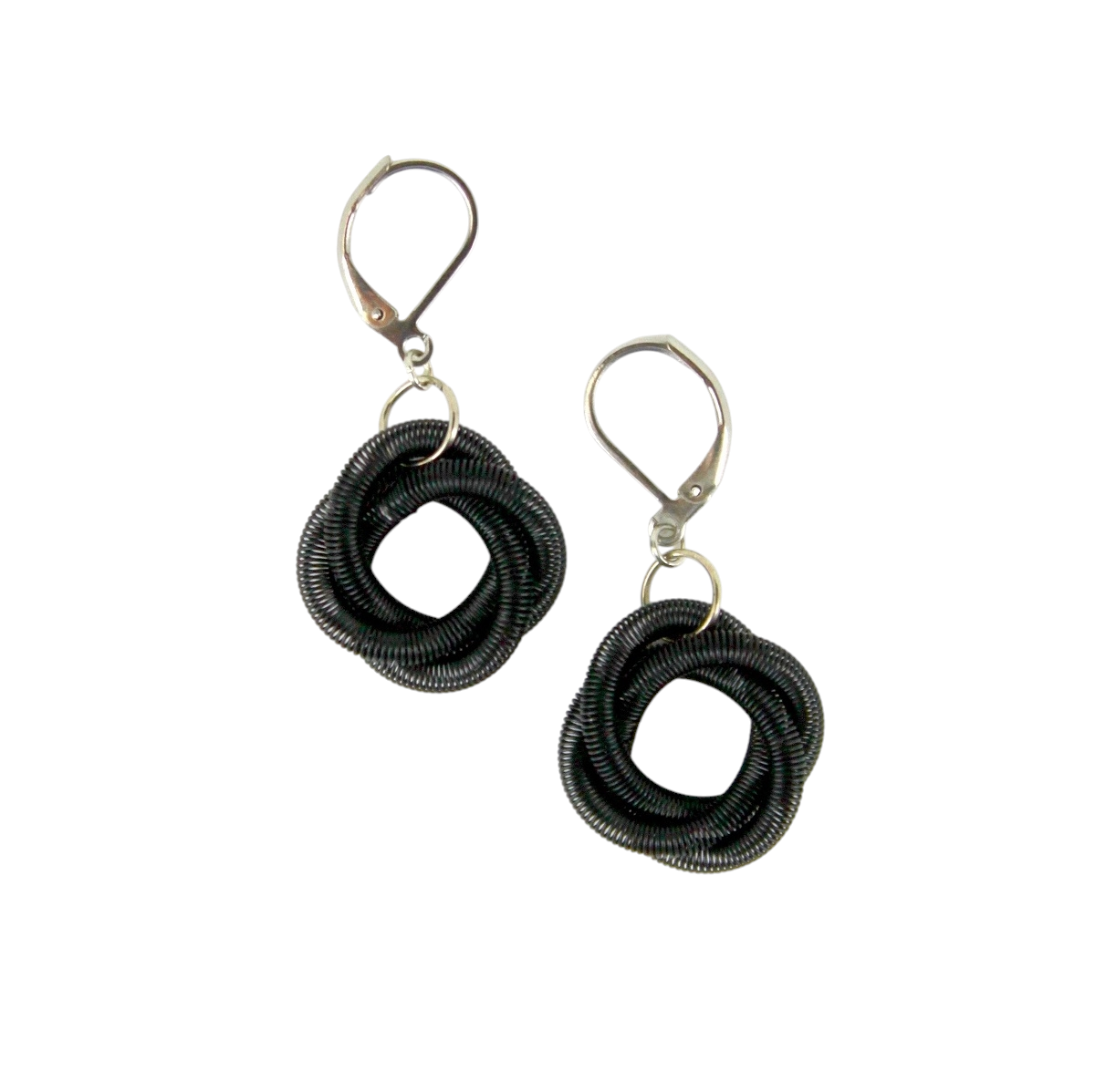 Black Piano Wire Float Knot Earrings