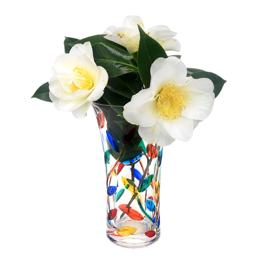 Large Multicolor Flowervine Murano Glass Vase