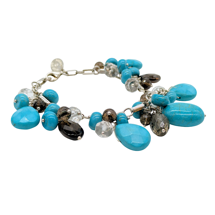 Smoky Quartz Cluster Turquoise Bracelet