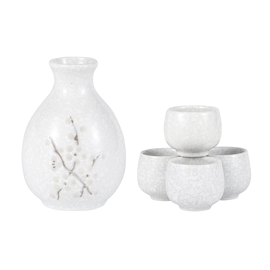 White Ume Blossom Sake Set