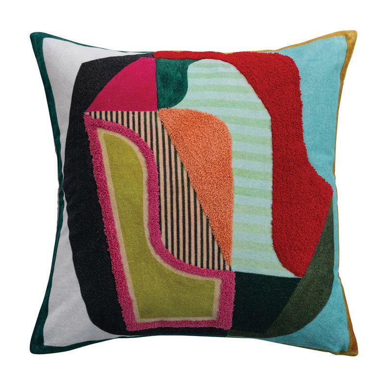 Abstract & Stripe Velvet Pillow