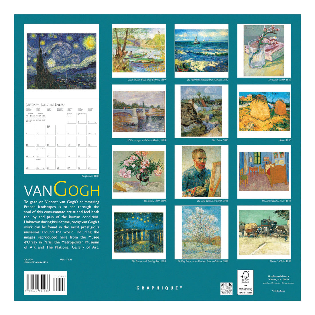 2026 Van Gogh Wall Calendar