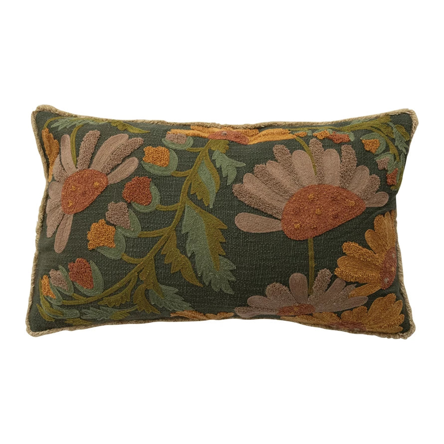 Chambray Floral Lumbar Pillow