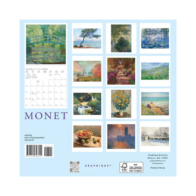 2026 Monet Mini Wall Calendar