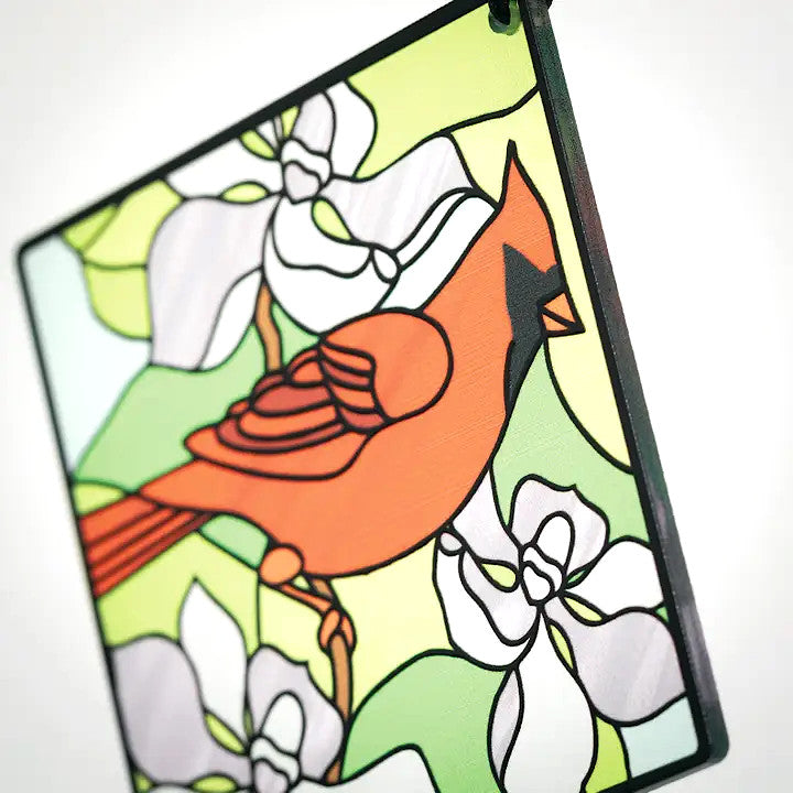 Stained Glass Cardinal Wind Chime