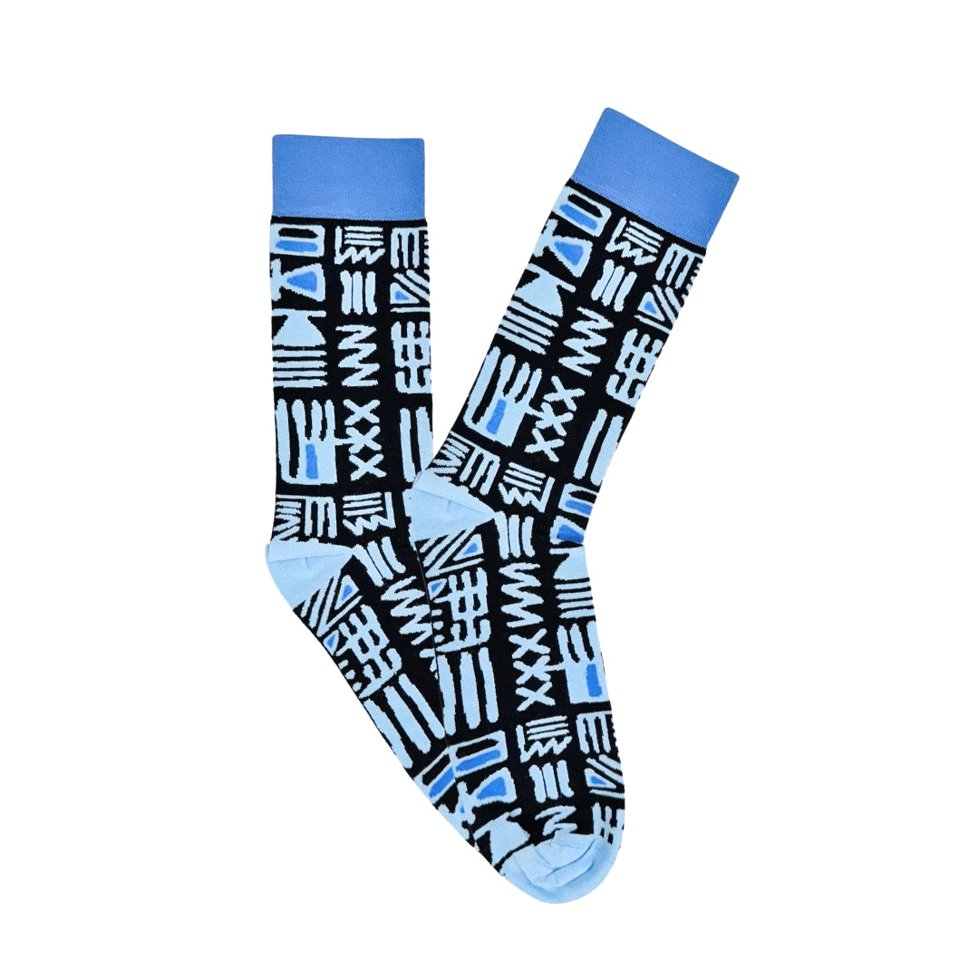 Afropop Tribal Blue Crew Socks