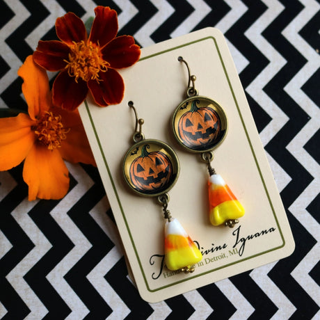 Retro Jack-O-Lantern Earrings