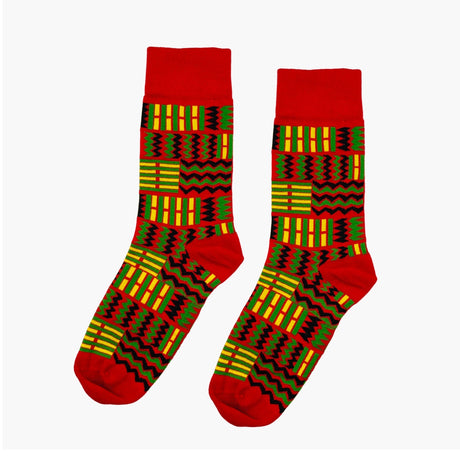 Afropop Kuba Red Crew Socks