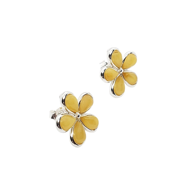 Butterscotch Amber Flower Earrings