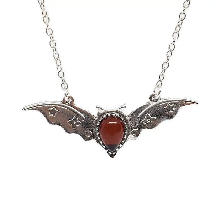 Cherry Amber Bat Necklace