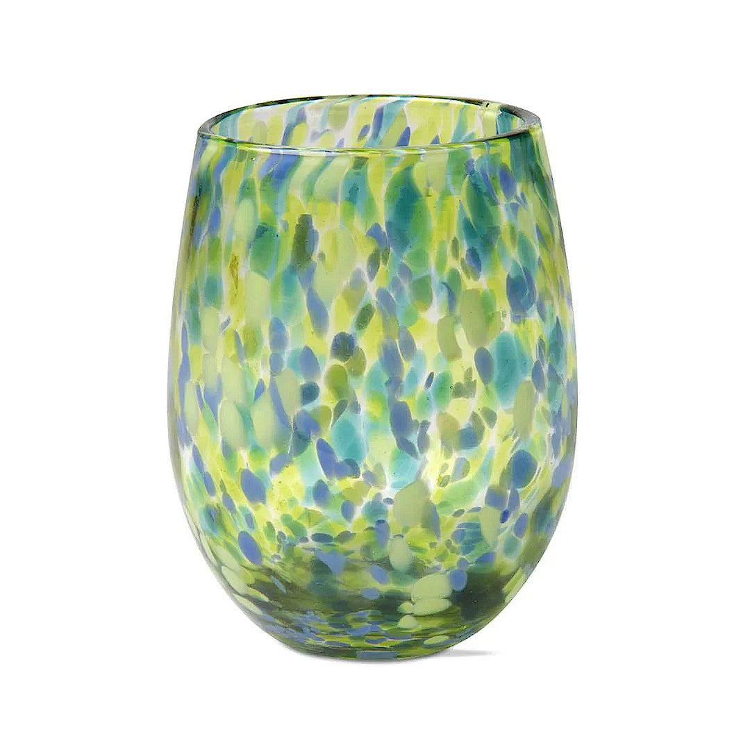 Confetti Glass Stemless Wine Glass - Green