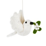 Felted Mistletoe Dove Ornament