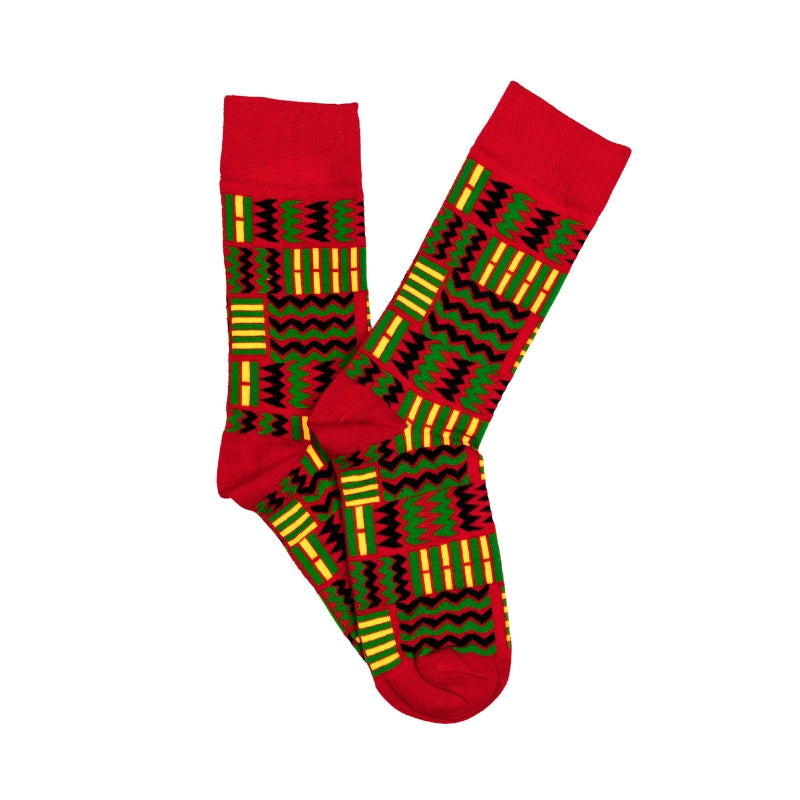 Afropop Kuba Red Crew Socks