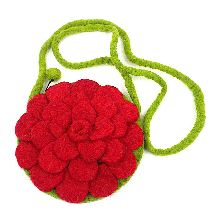 Red Felt Flower Purse