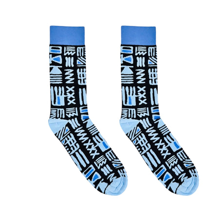 Afropop Tribal Blue Crew Socks