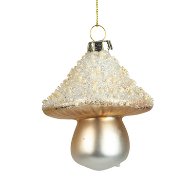 Light Gold Mushroom Ornament with Beads