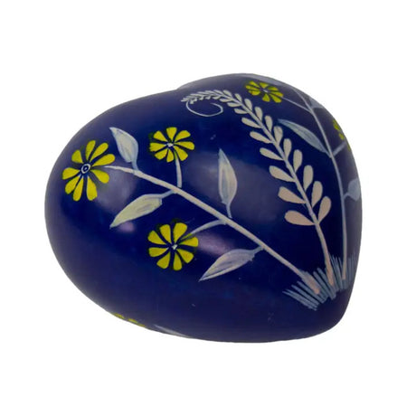 Floral Blue Soapstone Heart