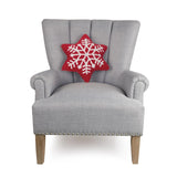 Red Snowflake Hooked Pillow