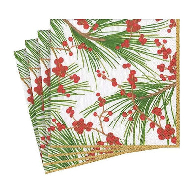 Berries and Pine Paper Cocktail Napkins