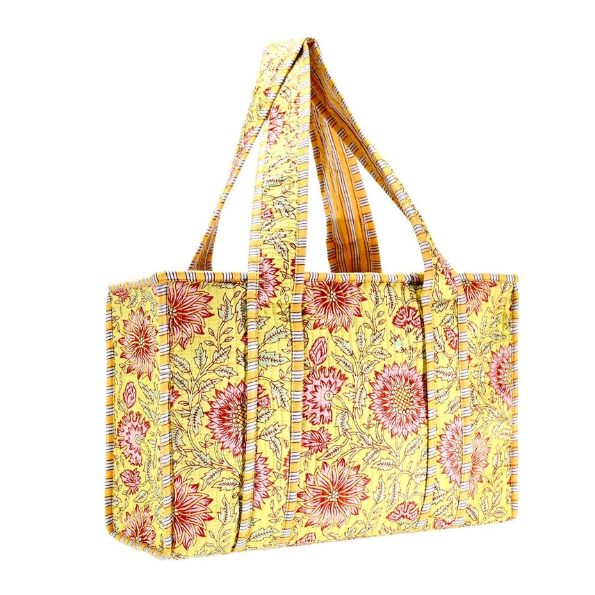Hand-Stamped Tote Bag - Yellow