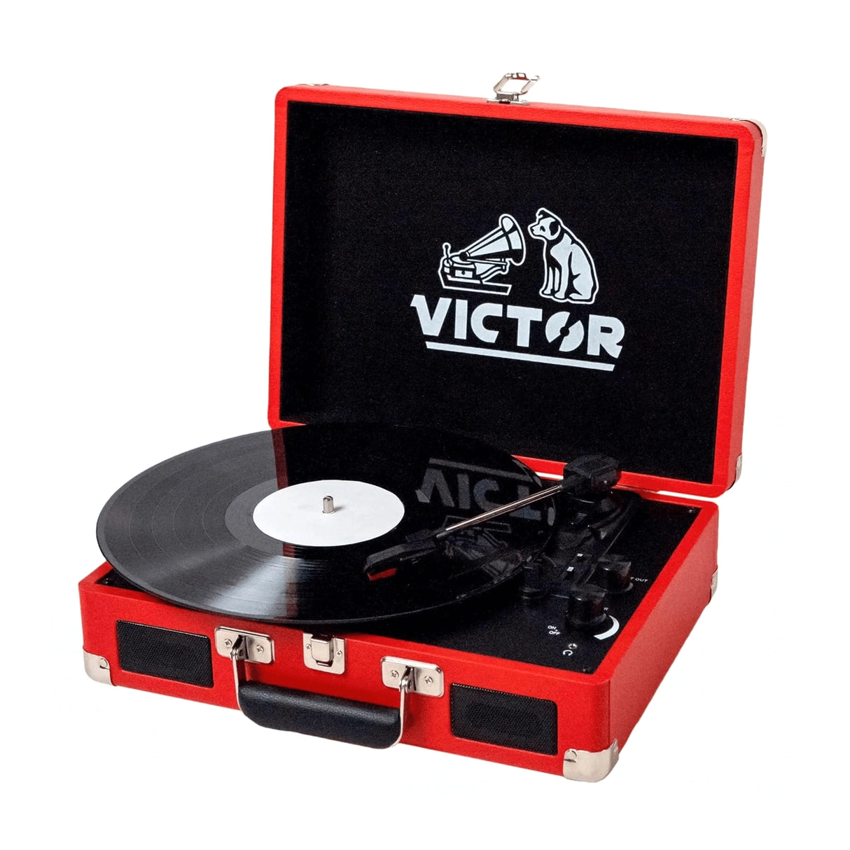 Red Bluetooth Suitcase 3-Speed Turntable