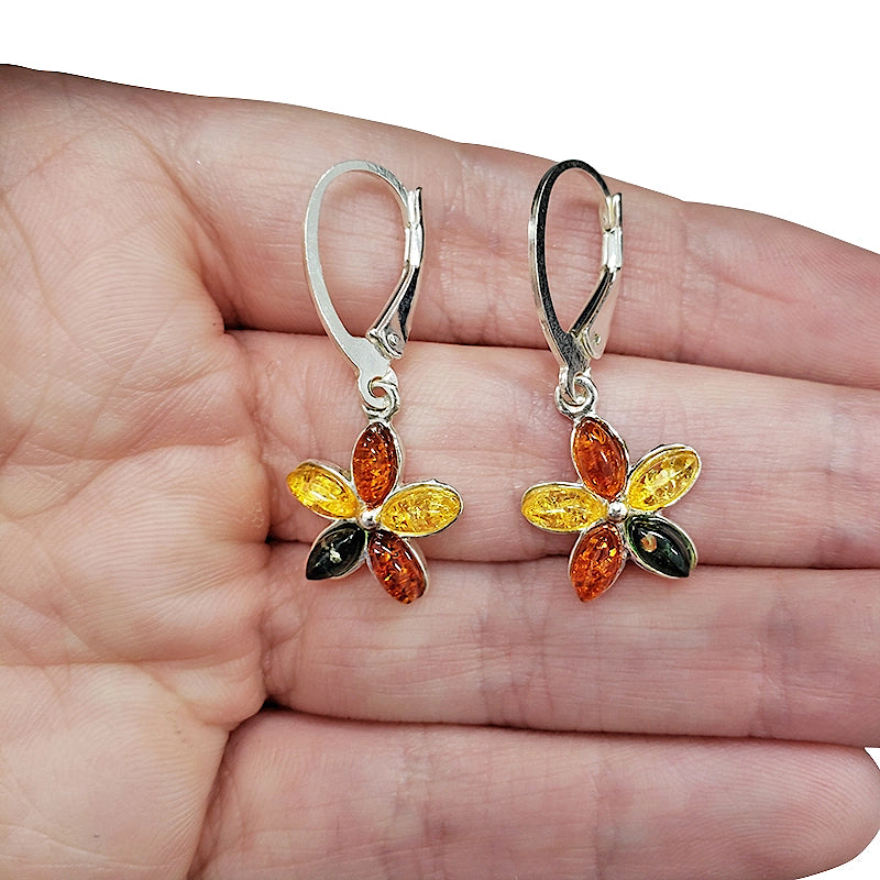 Amber Flower Earrings