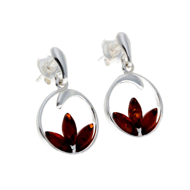 Amber Lotus Drop Earrings