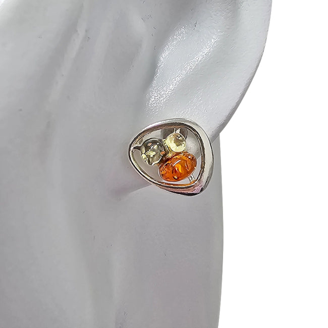 Multi-Color Amber Stud Earrings