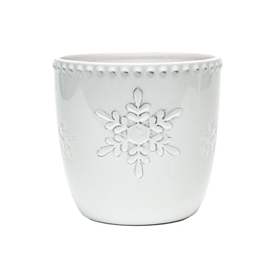 White Snowflake Beaded Pot