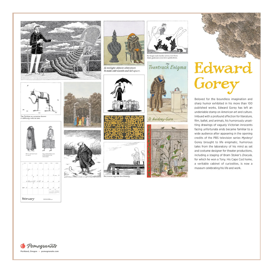 2026 Edward Gorey Wall Calendar