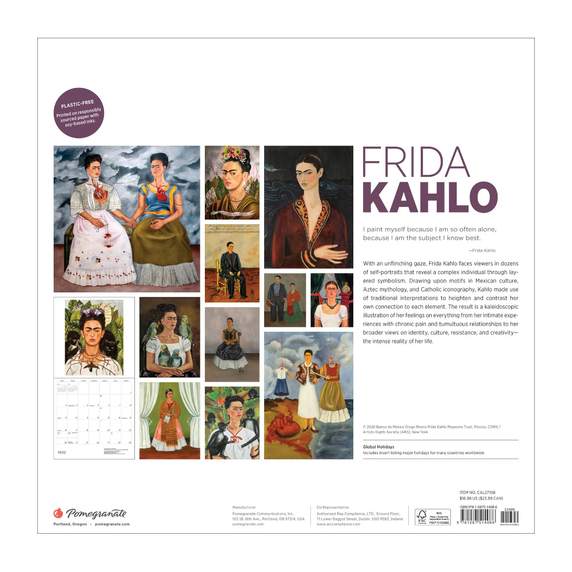 2027 Frida Kahlo Wall Calendar