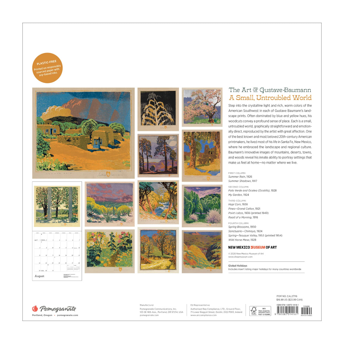 2027 Gustave Baumann Wall Calendar