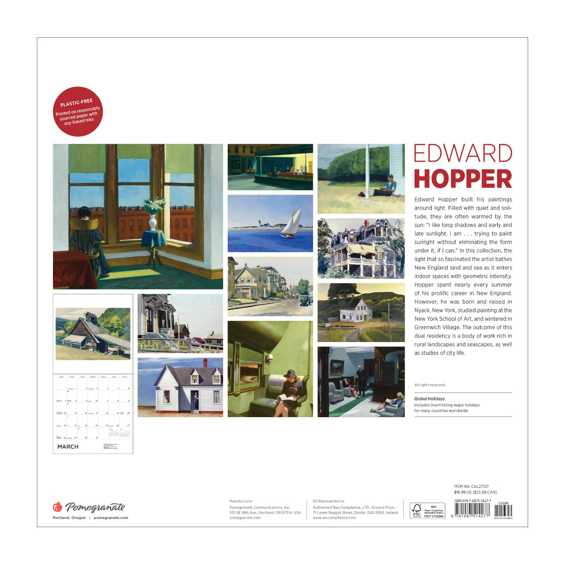 2027 Edward Hopper Wall Calendar