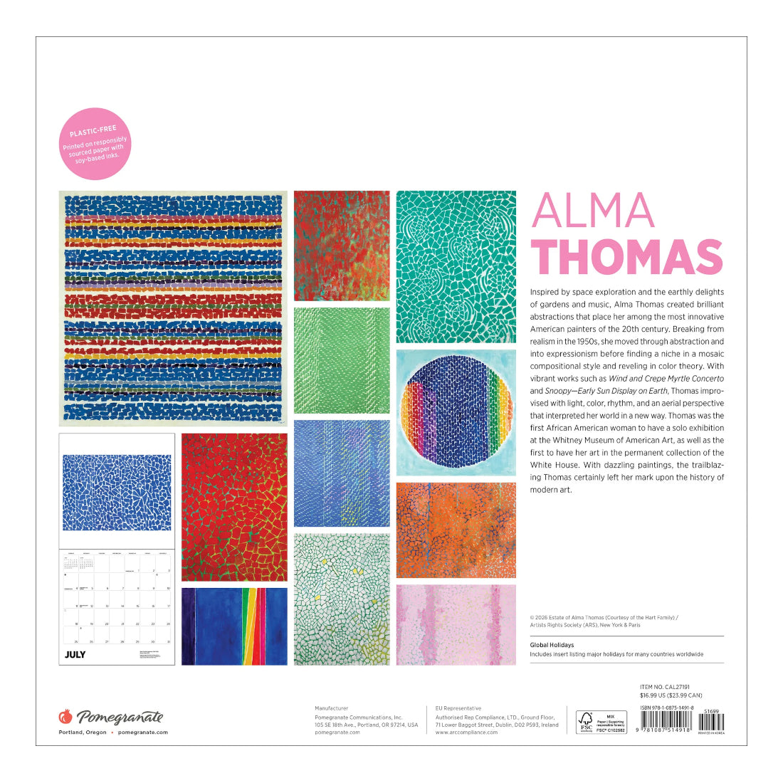 2027 Alma Thomas Wall Calendar