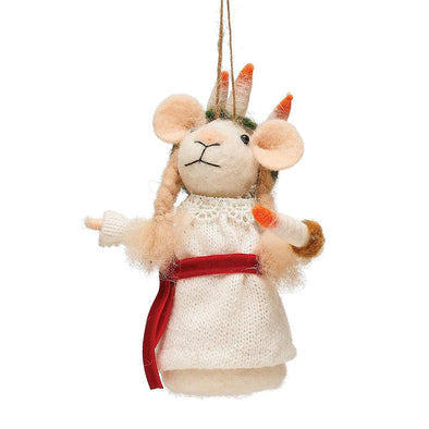 Santa Lucia Mouse Felted Ornament