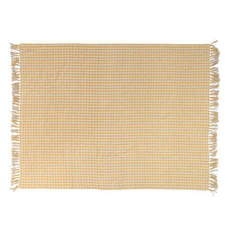 Yellow Gingham Recycled Cotton Throw