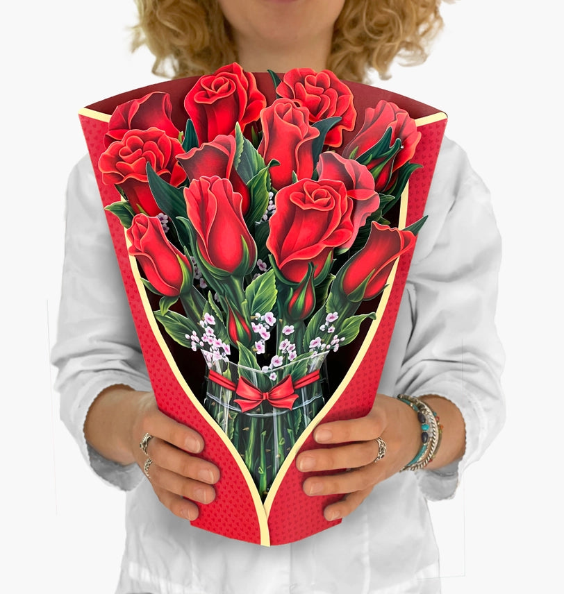 Red Roses Large Pop-Up Greeting Card