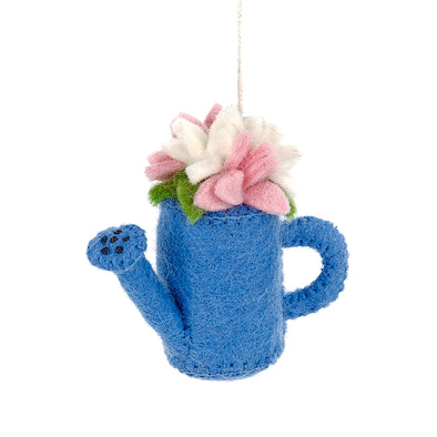 Blossoming Watering Can Felted Ornament
