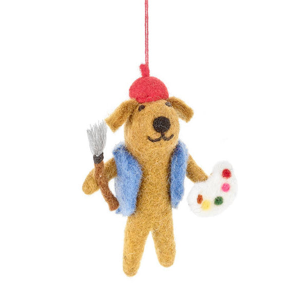 Painting Pooch Felted Ornament