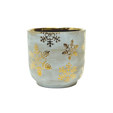 Gold Metallic Snowflake Pot - 5"