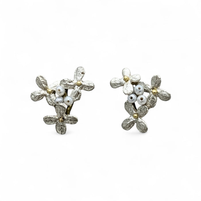 White Hydrangea Post Earrings