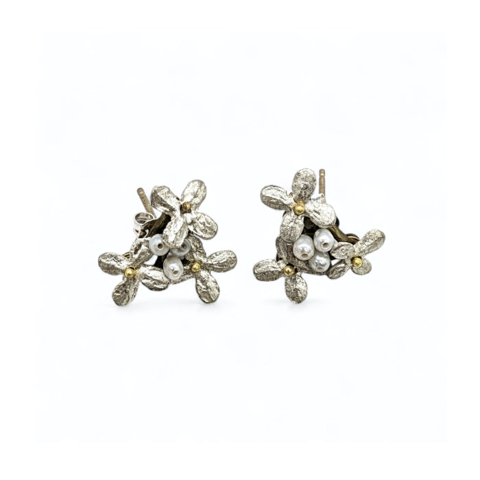 White Hydrangea Post Earrings