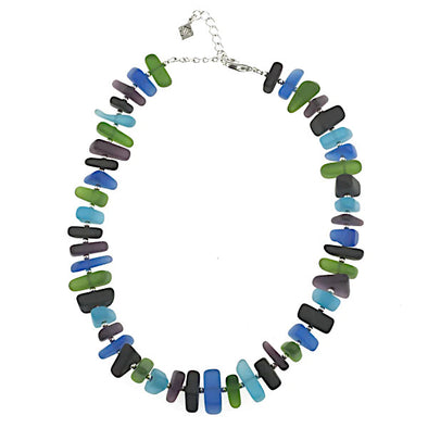 Matte Glass Necklace - Blue Jewel Tones